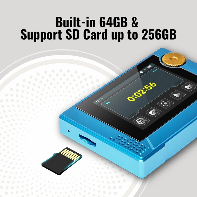 Alt view image 5 of 6 - 64GB 80s Retro MP3 Player with HD Speaker,MP3 Cassette Nostalgia Player,Dynamic Retro UI,Tape Drive Shape,Portable Bluetooth MP3 Music Player 50 Hours Long Battery Life, 2.4" Touchscreen (Blue)