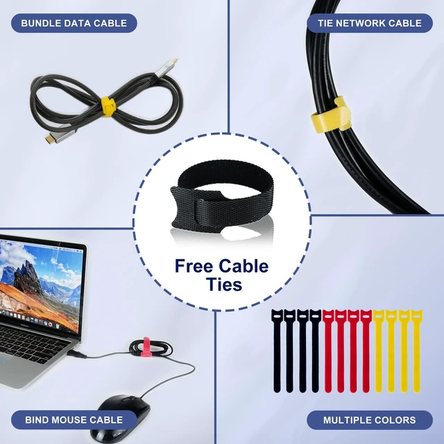 Alt view image 6 of 7 - Cable Management Sleeve, 6.6ft (80 inch) - 1.5 inch Hook-and-Loop Cuttable Neoprene, Split Reversible Sleeve for TV, USB, PC and Ethernet Cables, Protect Pets Kids