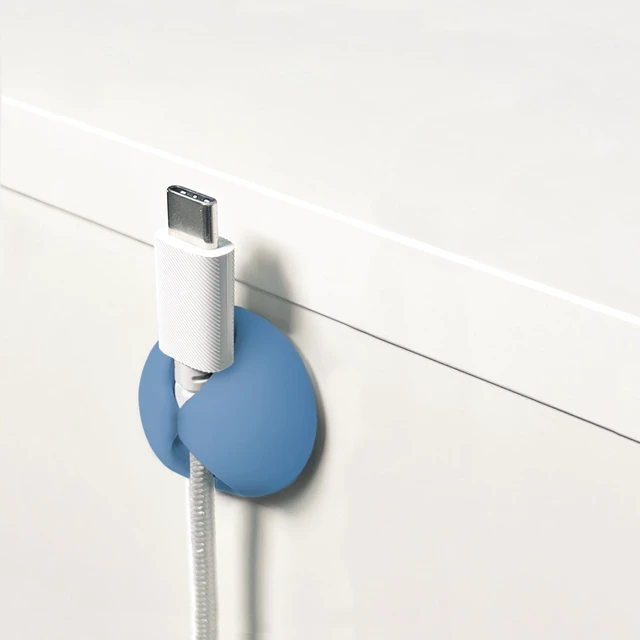 Alt view image 4 of 7 - Cable Clips - (Assorted 28-Pack) Macaron Desk and Nightstand Cable Holder for Phone and Bedside Table Cord Organizer