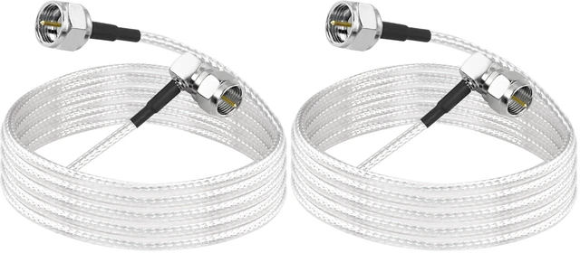 Main image of F Type Coaxial Right Angle Connector Cable,90° Angled to Straight F Type Male RG316 Digital RF Coax Cable Cord for HDTV, CATV, Modem, Satellite Receivers (6.6FT) (Pack of 2)