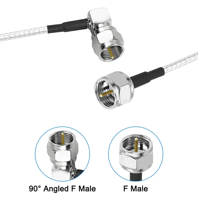 Alt view image 7 of 7 - F Type Coaxial Right Angle Connector Cable,90° Angled to Straight F Type Male RG316 Digital RF Coax Cable Cord for HDTV, CATV, Modem, Satellite Receivers (6.6FT) (Pack of 2)