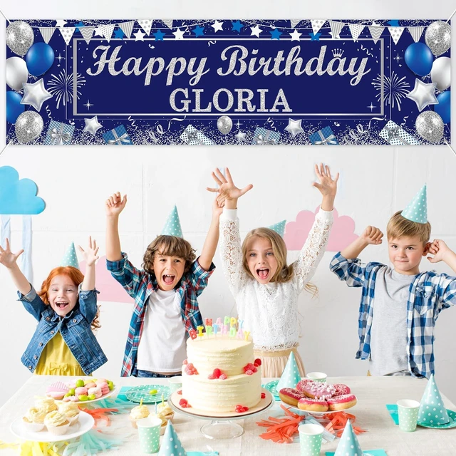 Alt view image 7 of 7 - Personalized Birthday Banner Happy Birthday Party Decor Custom DIY Silver and Blue Birthday Party Backdrop with Name Alphabet Letter Sticker Happy Birthday Sign Party Supplies for Men Women