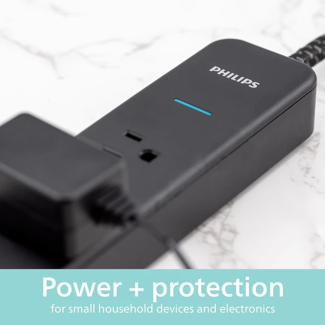 Alt view image 6 of 6 - Surge Protector Power Strip, 4 Ft Braided Extension Cord 4 Outlet Extender (Wide Spaced), 450 Joules, Flat Plug, Wall Mount, Home Office Dorm Essentials, Black, SPP3503B/37