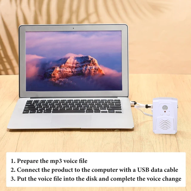 Alt view image 5 of 6 - 2 Pcs Motion Activated Speaker PIR Sensor USB MP3 Player,White For Haunted House Props, USB Downloadable Scream Box, Auto Plays Horror Sounds, Voice Triggered, Holiday Music Effects