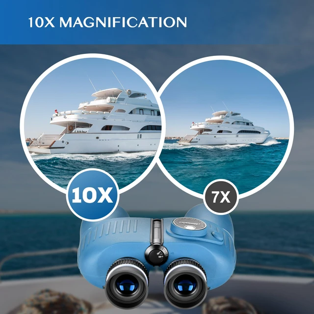 Alt view image 2 of 7 - 10x50 Marine Binoculars, Waterproof Binoculars for Adults High Powered Binoculars for Bird Watching, Boating, Hunting, Travel & Stargazing with Compass, Rangefinder, BAK4 Prism