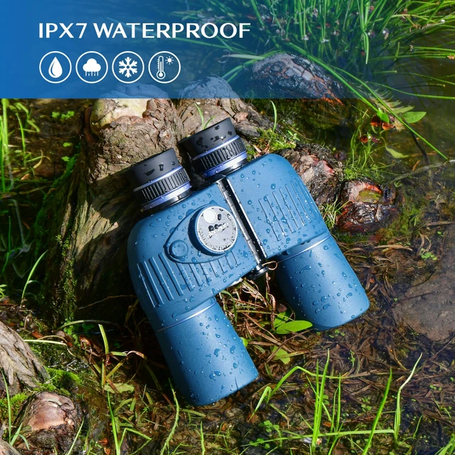 Alt view image 4 of 7 - 10x50 Marine Binoculars, Waterproof Binoculars for Adults High Powered Binoculars for Bird Watching, Boating, Hunting, Travel & Stargazing with Compass, Rangefinder, BAK4 Prism