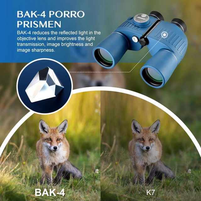 Alt view image 5 of 7 - 10x50 Marine Binoculars, Waterproof Binoculars for Adults High Powered Binoculars for Bird Watching, Boating, Hunting, Travel & Stargazing with Compass, Rangefinder, BAK4 Prism