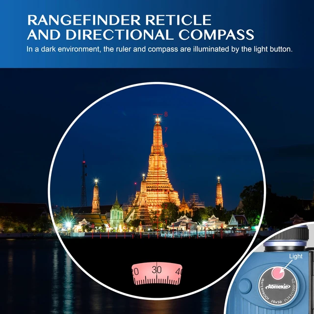 Alt view image 6 of 7 - 10x50 Marine Binoculars, Waterproof Binoculars for Adults High Powered Binoculars for Bird Watching, Boating, Hunting, Travel & Stargazing with Compass, Rangefinder, BAK4 Prism