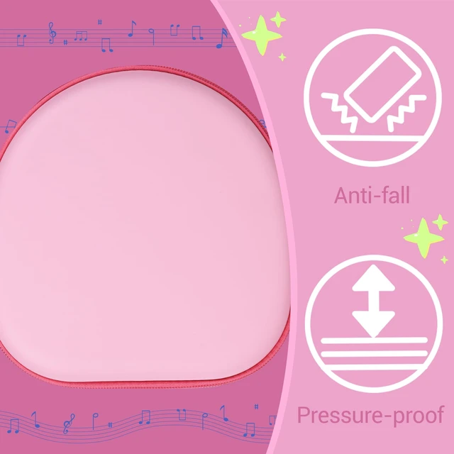 Alt view image 4 of 7 - Hard Headphone Case for ICLEVER BTH 20, with Mesh Pocket & Handle Strap Portable Carrying Storage Case for Foldable Headphones,Travel & Home Use, Pink