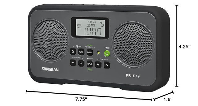 Alt view image 4 of 4 - PR-D19BK FM Stereo/AM Digital Tuning Portable Radio with Protective Bumper (Gray/Black)