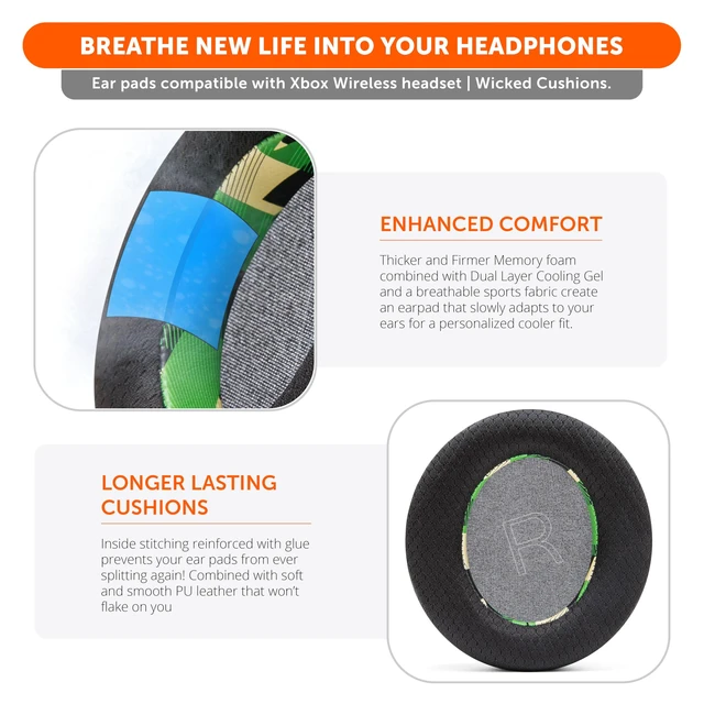 Alt view image 4 of 7 - Freeze Xbox Wireless - Cooling Gel Earpads for Xbox Wireless Headset Made by Wicked Cushions Boost Comfort, Thickness & Sound Isolation for Epic Gaming Green Prism