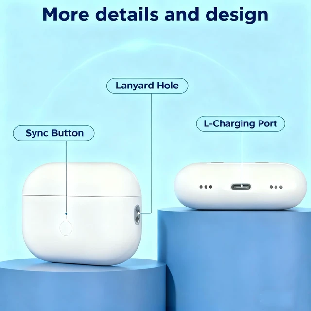 Alt view image 3 of 6 - Replacement Charging Case for AirPods pro 2nd & 1st Gen, Not USB C L Charging Port, Compatible for AirPod pro 2 & 1 Gen Charging Cases,Blue-Tooth Pairing Sync Button, No Earbuds, Not USB c