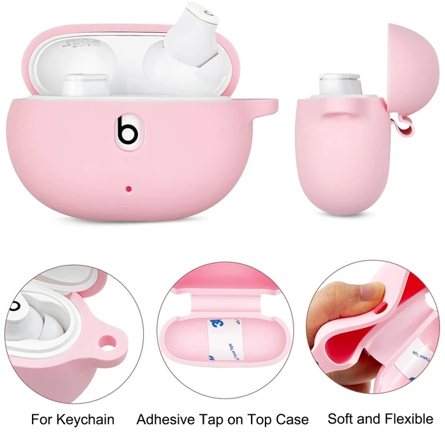 Alt view image 3 of 7 - Case Compatible with Beats Studio Buds (2021) / Beats Studio Buds + (2023) Silicone Protective Case for Beats Wireless Earbuds with Keychain (Pink)