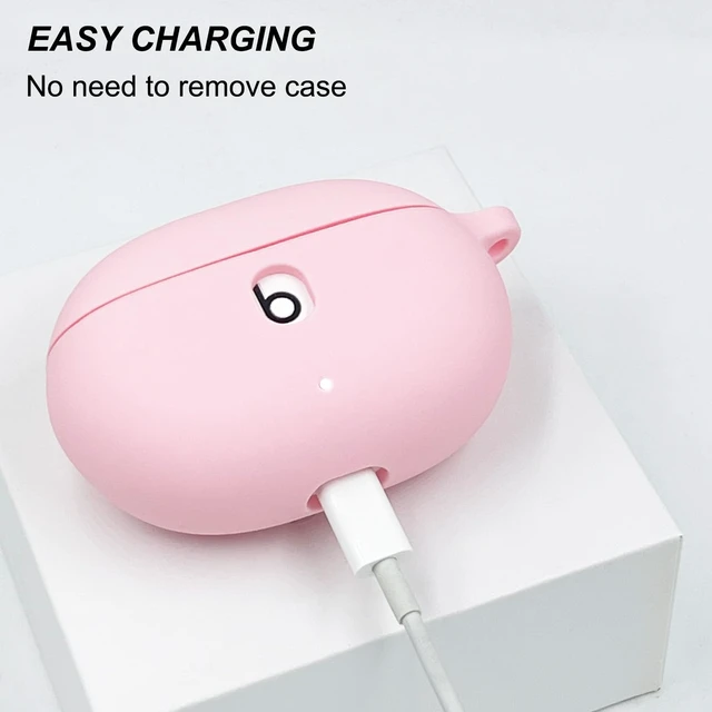 Alt view image 4 of 7 - Case Compatible with Beats Studio Buds (2021) / Beats Studio Buds + (2023) Silicone Protective Case for Beats Wireless Earbuds with Keychain (Pink)
