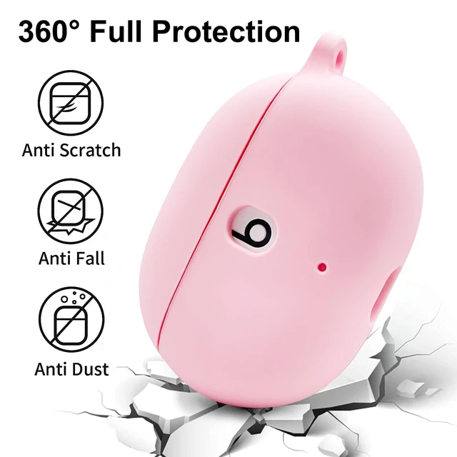 Alt view image 5 of 7 - Case Compatible with Beats Studio Buds (2021) / Beats Studio Buds + (2023) Silicone Protective Case for Beats Wireless Earbuds with Keychain (Pink)