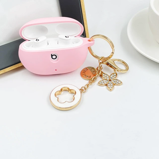 Alt view image 6 of 7 - Case Compatible with Beats Studio Buds (2021) / Beats Studio Buds + (2023) Silicone Protective Case for Beats Wireless Earbuds with Keychain (Pink)