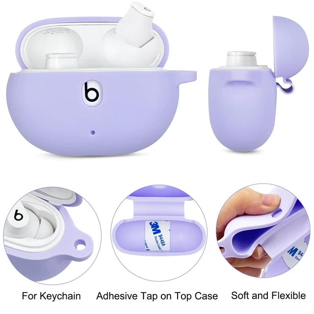 Alt view image 3 of 7 - Case Compatible with Beats Studio Buds (2021) / Beats Studio Buds + (2023) Silicone Protective Case for Beats Wireless Earbuds with Keychain (Purple)