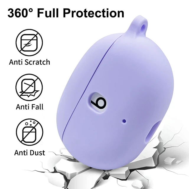 Alt view image 5 of 7 - Case Compatible with Beats Studio Buds (2021) / Beats Studio Buds + (2023) Silicone Protective Case for Beats Wireless Earbuds with Keychain (Purple)