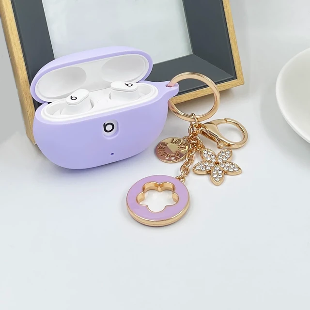 Alt view image 6 of 7 - Case Compatible with Beats Studio Buds (2021) / Beats Studio Buds + (2023) Silicone Protective Case for Beats Wireless Earbuds with Keychain (Purple)