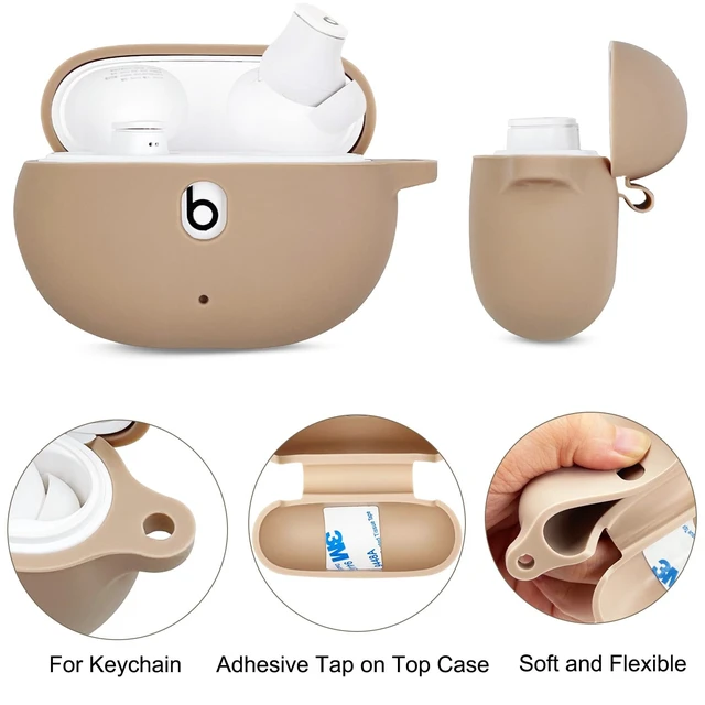 Alt view image 4 of 7 - Case Compatible with Beats Studio Buds (2021) / Beats Studio Buds + (2023) Silicone Protective Case for Beats Wireless Earbuds with Keychain (Milk Tea)