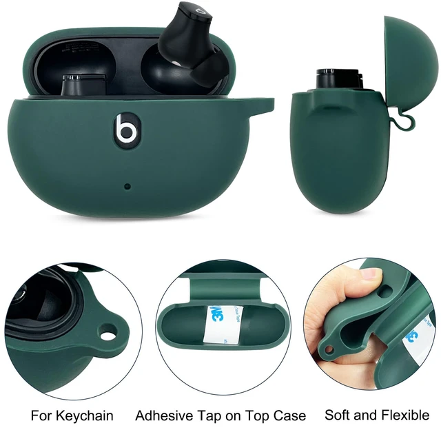 Alt view image 3 of 7 - Case Compatible with Beats Studio Buds (2021) / Beats Studio Buds + (2023) Silicone Protective Case for Beats Wireless Earbuds with Keychain (Midnight Green)