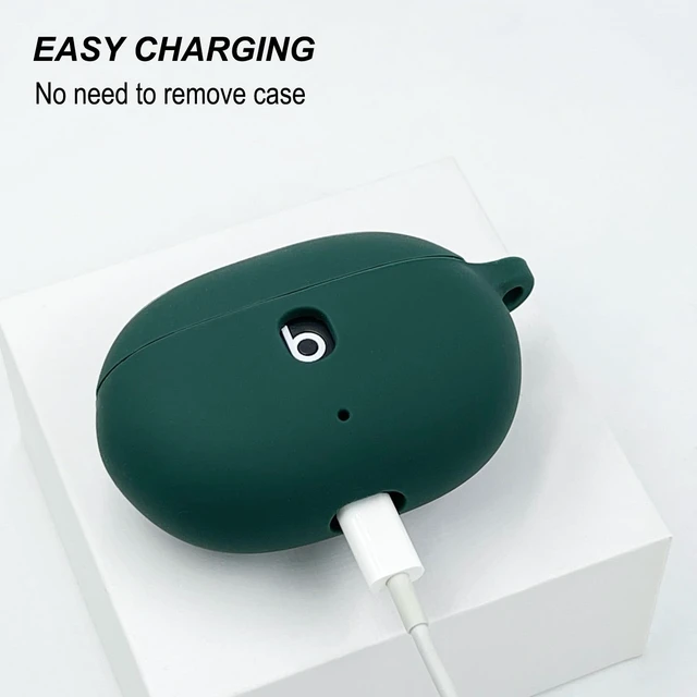 Alt view image 4 of 7 - Case Compatible with Beats Studio Buds (2021) / Beats Studio Buds + (2023) Silicone Protective Case for Beats Wireless Earbuds with Keychain (Midnight Green)