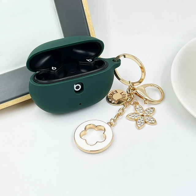 Alt view image 6 of 7 - Case Compatible with Beats Studio Buds (2021) / Beats Studio Buds + (2023) Silicone Protective Case for Beats Wireless Earbuds with Keychain (Midnight Green)