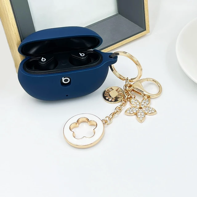 Alt view image 6 of 7 - Case Compatible with Beats Studio Buds (2021) / Beats Studio Buds + (2023) Silicone Protective Case for Beats Wireless Earbuds with Keychain (Midnight Blue)