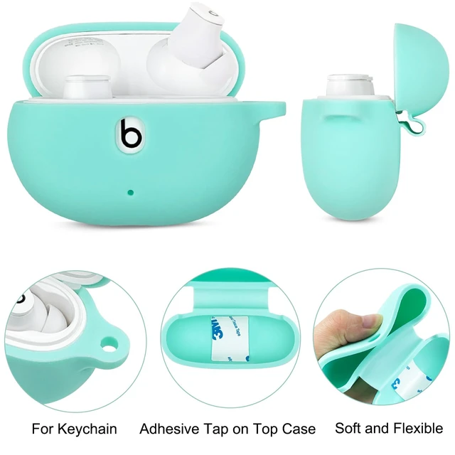 Alt view image 3 of 7 - Case Compatible with Beats Studio Buds (2021) / Beats Studio Buds + (2023) Silicone Protective Case for Beats Wireless Earbuds with Keychain (Mint Green)