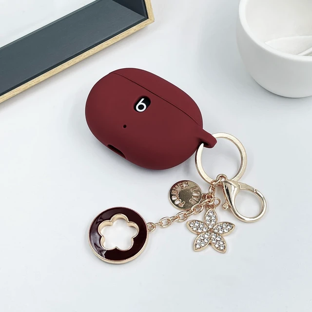 Alt view image 2 of 7 - Case Compatible with Beats Studio Buds (2021) / Beats Studio Buds + (2023) Silicone Protective Case for Beats Wireless Earbuds with Keychain (Burgundy)