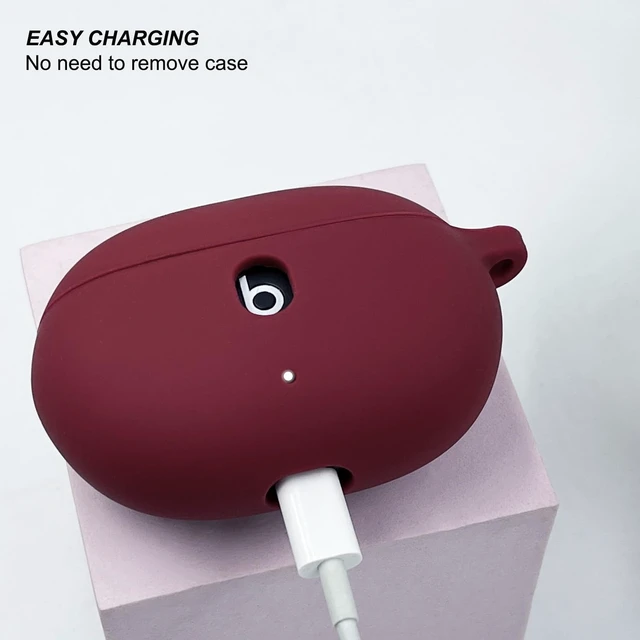 Alt view image 3 of 7 - Case Compatible with Beats Studio Buds (2021) / Beats Studio Buds + (2023) Silicone Protective Case for Beats Wireless Earbuds with Keychain (Burgundy)