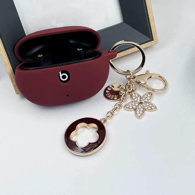 Alt view image 6 of 7 - Case Compatible with Beats Studio Buds (2021) / Beats Studio Buds + (2023) Silicone Protective Case for Beats Wireless Earbuds with Keychain (Burgundy)