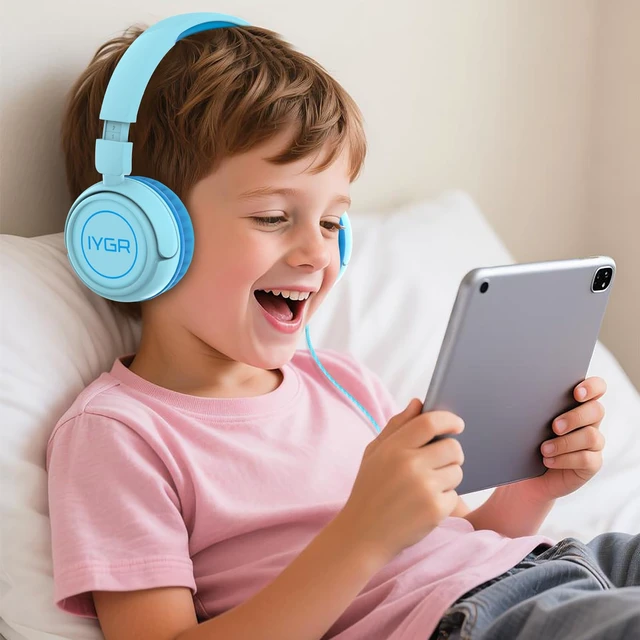 Alt view image 2 of 7 - K6C Kids Headphones with USB-C, for Toddler & Kids Ages 2-12, 85dB Safe Volume Limited, Adjustable Headband & Foldable Wired, On-Ear Headphones for School, Travel, Tablet, iPad