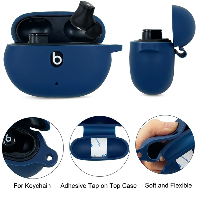 Alt view image 3 of 7 - Case Compatible with Beats Studio Buds (2021) / Beats Studio Buds + (2023) Silicone Protective Case for Beats Wireless Earbuds with Keychain (Midnight Blue)