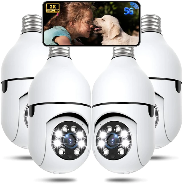 Main image of Light Bulb Security Camera Outdoor, 2K 5GHz & 2.4GHz WiFi Bulb Cameras for Home Security, 360° PTZ Wireless Cam with AI Human Detection, Color Night Vision, 2-Way Talk, Screw-in Light Socket