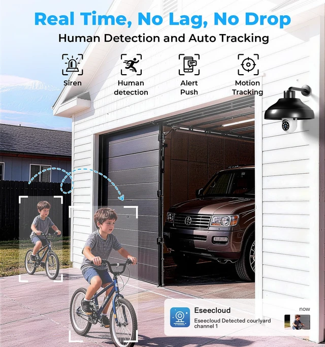 Alt view image 3 of 7 - Light Bulb Security Camera Outdoor, 2K 5GHz & 2.4GHz WiFi Bulb Cameras for Home Security, 360° PTZ Wireless Cam with AI Human Detection, Color Night Vision, 2-Way Talk, Screw-in Light Socket