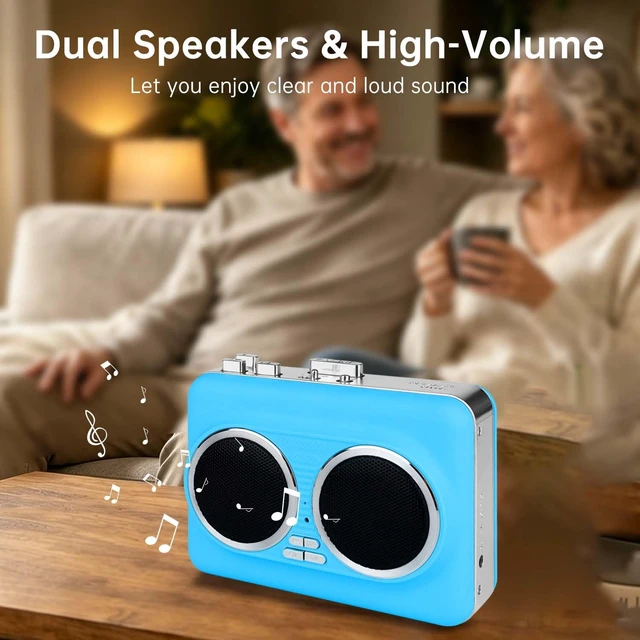 Alt view image 4 of 7 - Convert Cassette Tape to MP3 Save to USB Drive, Dual Stereo Speakers AutoReverse Cassette Walkman, Premium Motor, Stereo Playback, Portable Retro Tape Player, Headphones Included