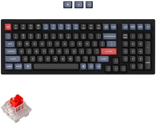 Main image of K4 Pro 96% Custom Wireless Mechanical Keyboard with Hot-Swappable K Pro Red Switch, QMK/VIA Programmable Macro Bluetooth/Wired Keyboard White LED Backlit for Mac Windows Linux - Black