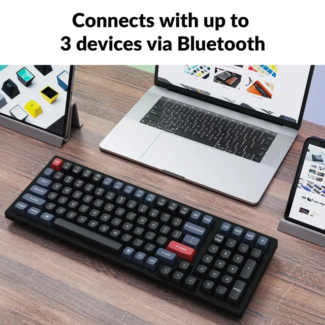 Alt view image 4 of 7 - K4 Pro 96% Custom Wireless Mechanical Keyboard with Hot-Swappable K Pro Red Switch, QMK/VIA Programmable Macro Bluetooth/Wired Keyboard White LED Backlit for Mac Windows Linux - Black