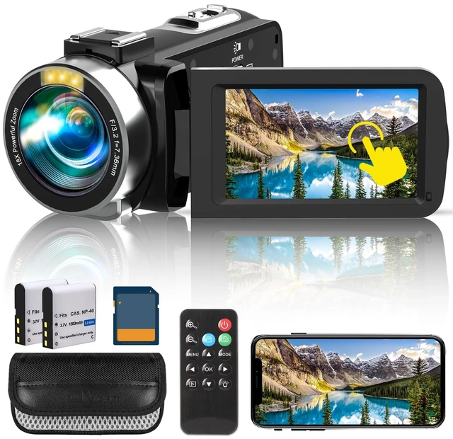 Main image of 4K Camcorder Video Camera, 48MP Digital Video Camera for YouTube, with 3'' 270 Degree Rotation Touchscreen, 18X Video Recorder Vlogging Camera with Remote Control and Two Batteries