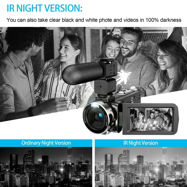Alt view image 5 of 7 - 4K Camcorder Video Camera, 48MP Digital Video Camera for YouTube, with 3'' 270 Degree Rotation Touchscreen, 18X Video Recorder Vlogging Camera with Remote Control and Two Batteries