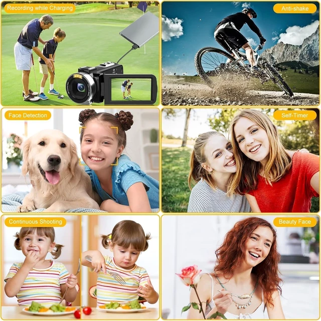 Alt view image 6 of 7 - 4K Camcorder Video Camera, 48MP Digital Video Camera for YouTube, with 3'' 270 Degree Rotation Touchscreen, 18X Video Recorder Vlogging Camera with Remote Control and Two Batteries
