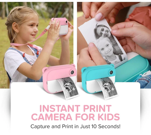 Alt view image 5 of 7 - Insta 2 Instant Print Camera for Kids, 12MP, Camera Only, Pink 1080P video, ink-free thermal printing, microSD card support, gift for boys and girls ages 4-12