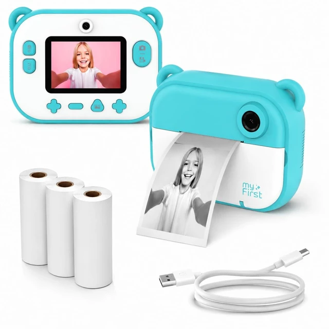Main image of Insta 2 Instant Print Camera for Kids, 12MP, Camera Only, Blue 1080P video, ink-free thermal printing, microSD card support, gift for boys and girls ages 4-12