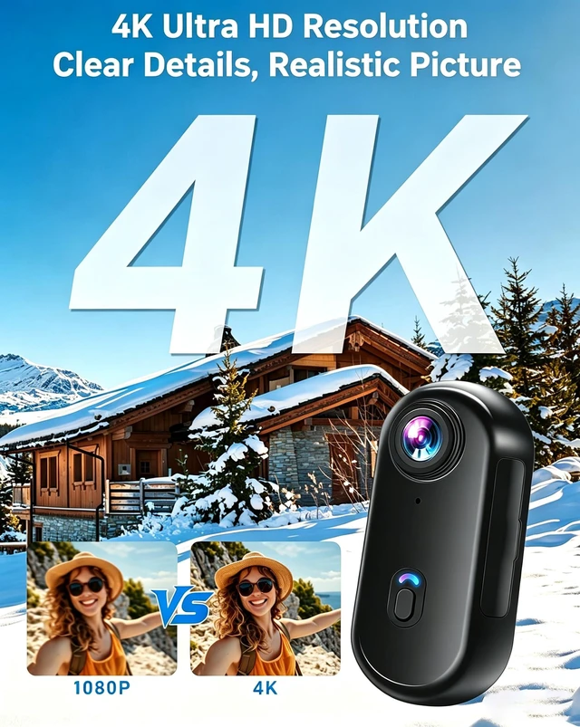 Alt view image 2 of 7 - 4K Mini Body Camera, WiFi Action Camera with 64GB Card Wearable POV Camera | Waterproof, Magnetic, Clip Mount, Hands-free POV Recording for TikTok Vlogging Motorcycle YouTube