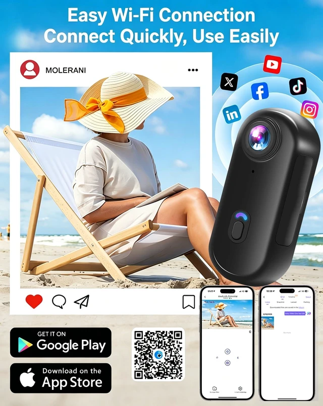 Alt view image 3 of 7 - 4K Mini Body Camera, WiFi Action Camera with 64GB Card Wearable POV Camera | Waterproof, Magnetic, Clip Mount, Hands-free POV Recording for TikTok Vlogging Motorcycle YouTube
