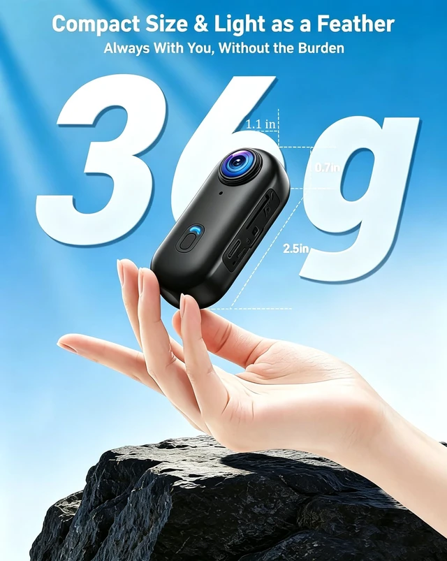 Alt view image 5 of 7 - 4K Mini Body Camera, WiFi Action Camera with 64GB Card Wearable POV Camera | Waterproof, Magnetic, Clip Mount, Hands-free POV Recording for TikTok Vlogging Motorcycle YouTube