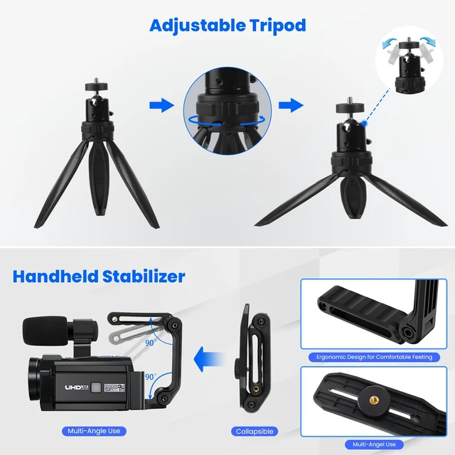 Alt view image 7 of 7 - 5K Video Camera Camcorder, Dual Lens 56MP for YouTube Vlogging Camera 3.0 Inch Flip Touchscreen, IR Night Vision, WiFi, 64GB Card, 2 Batteries, Remote Control, External Mic, Webcam & HDMI