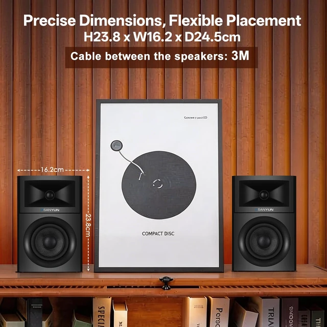 Alt view image 3 of 7 - SW205 4" 2-Way Powered Bookshelf Speakers for TV PC and Home 80W RMS, Composite-Magnet Glass Fiber Woofer, Silk Dome Tweeter, Bluetooth 5.4/Optical/AUX, 24bit DAC, RF Remote, Pair Red