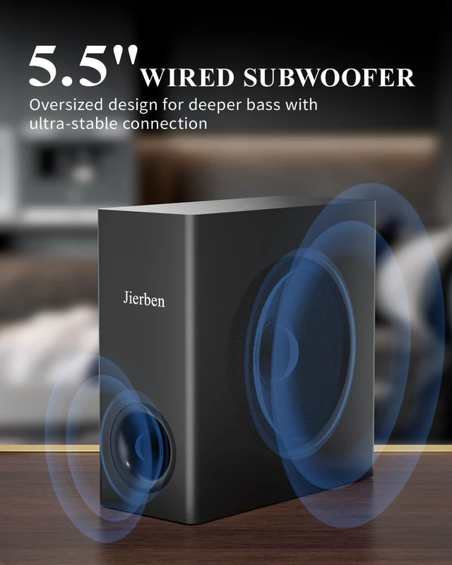 Alt view image 5 of 7 - Jierben 2.1 Dolby Atmos Soundbar with Subwoofer for Smart TV, Dolby Atmos Sound Bar for TV, Surround Sound System for TV, 150W TV Speakers for Smart TV, Bluetooth eARC/Opt/AUX